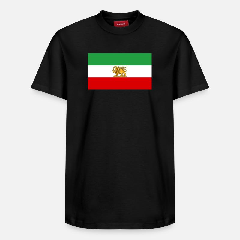 Lion et Soleil Drapeau iranien - T-shirt unisexe décontracté en coton Supima – de SPREAD - noir
