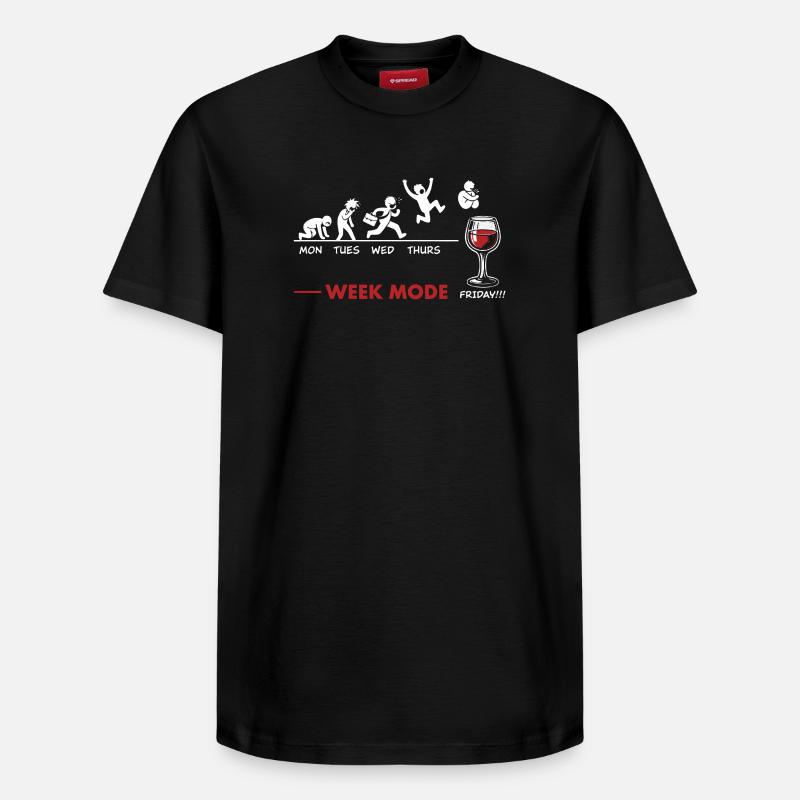Vivement le week-end - humour vin - T-shirt unisexe décontracté en coton Supima – de SPREAD - noir