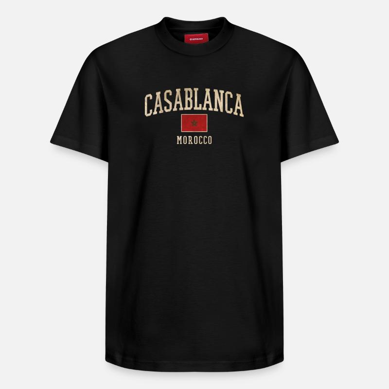 Emblème de Casablanca Maroc - T-shirt unisexe décontracté en coton Supima – de SPREAD - noir