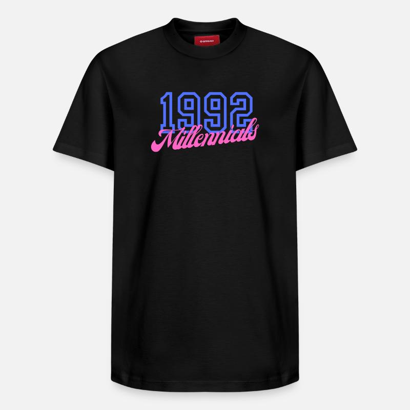 Rétro 1992 Millennial Numérique Design - T-shirt unisexe décontracté en coton Supima – de SPREAD - noir