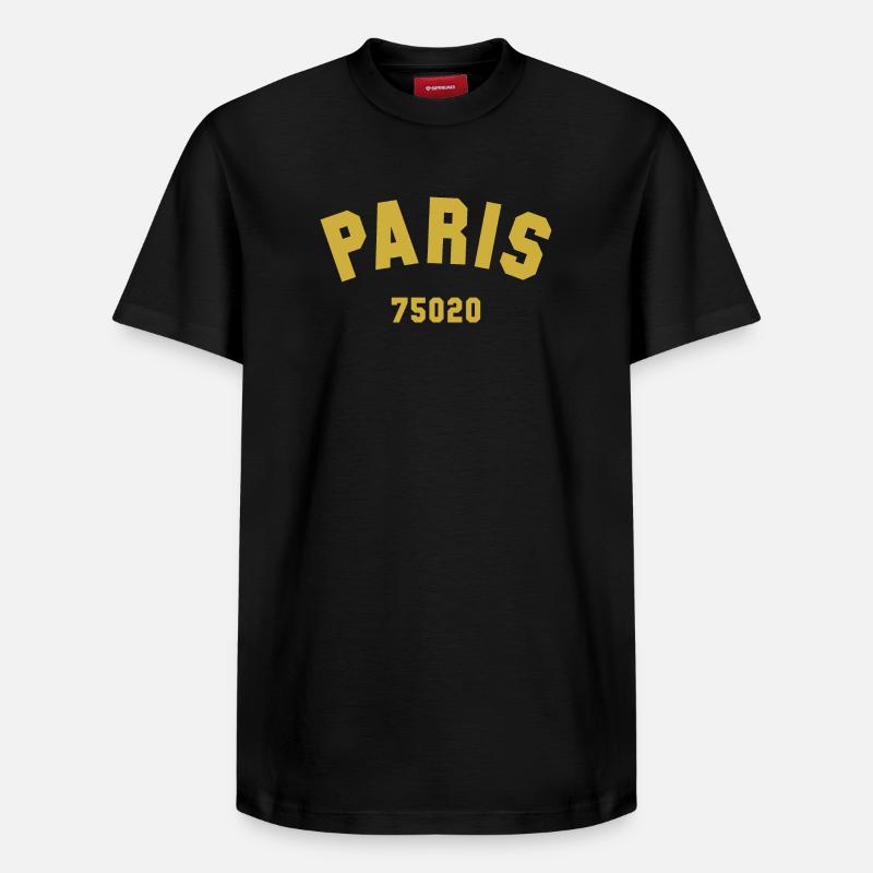 20e arrondissement de PARIS - T-shirt unisexe décontracté en coton Supima – de SPREAD - noir