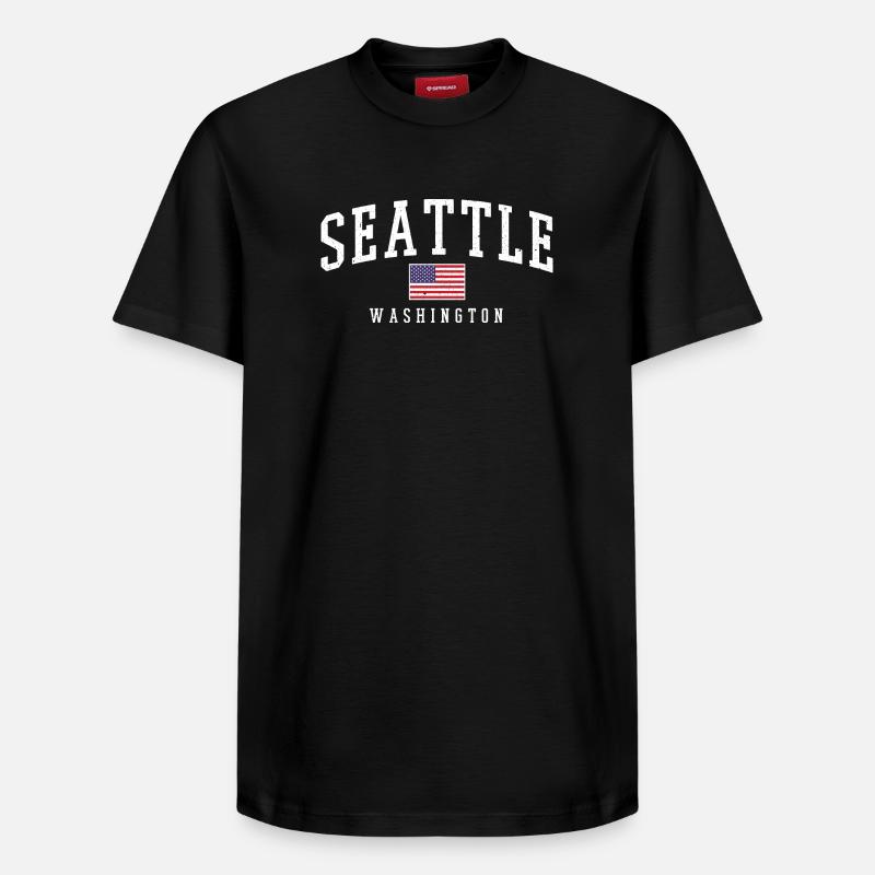 Seattle Washington - T-shirt unisexe décontracté en coton Supima – de SPREAD - noir