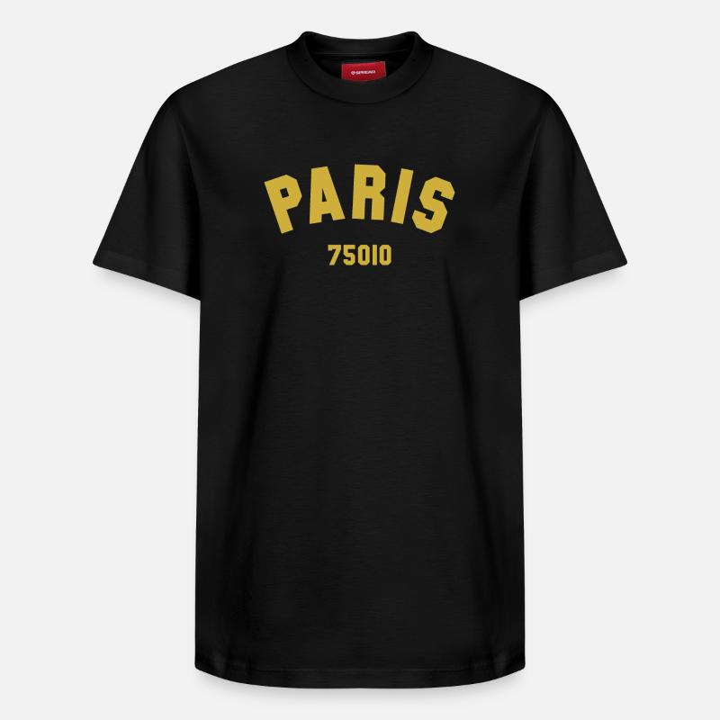 10e arrondissement de PARIS - T-shirt unisexe décontracté en coton Supima – de SPREAD - noir
