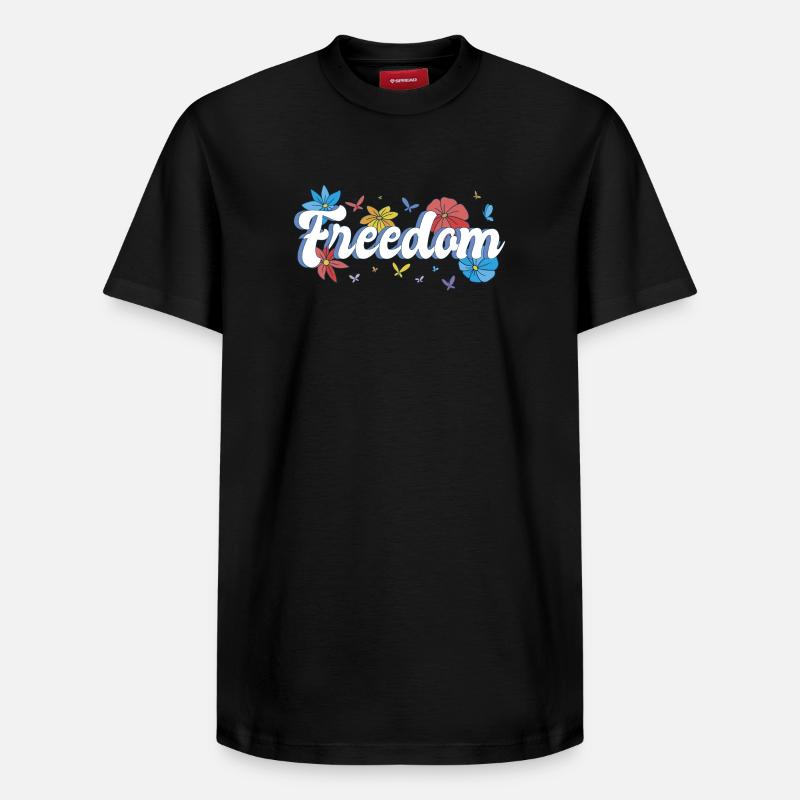 Liberté Fleurs Papillons Liberté Design - T-shirt unisexe décontracté en coton Supima – de SPREAD - noir