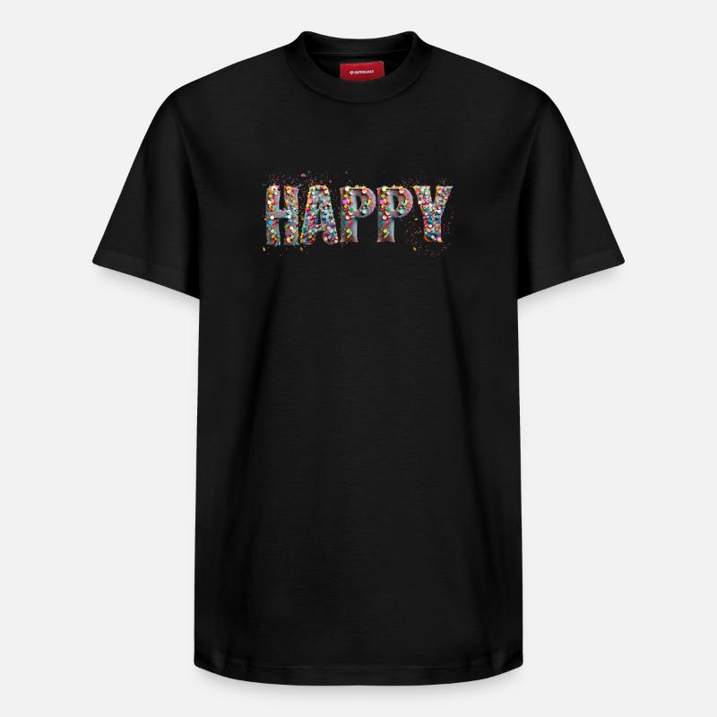 Confettis HAPPY - T-shirt unisexe décontracté en coton Supima – de SPREAD - noir