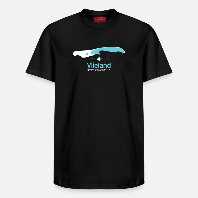 Vlieland | Carte de conception - T-shirt unisexe décontracté en coton Supima – de SPREAD - noir