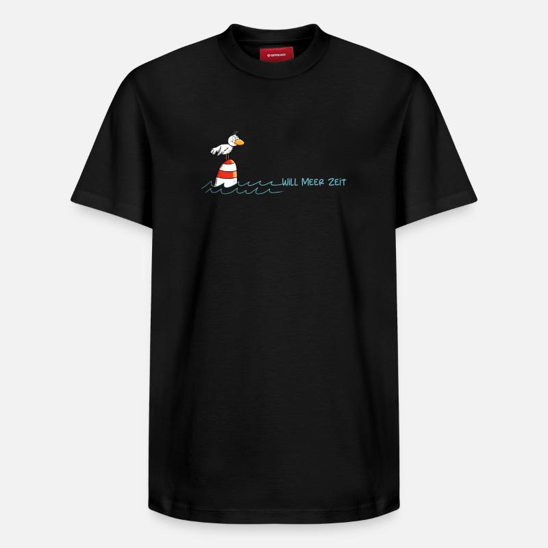 Drollige Möwe Will Meer Zeit - Relaxed Unisex Supima Cotton T-Shirt – von SPREAD - Schwarz
