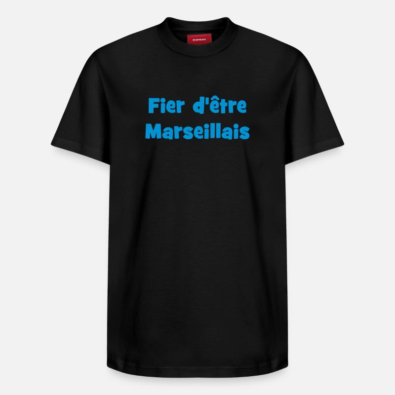 Fier d'être marseillais - T-shirt unisexe décontracté en coton Supima – de SPREAD - noir