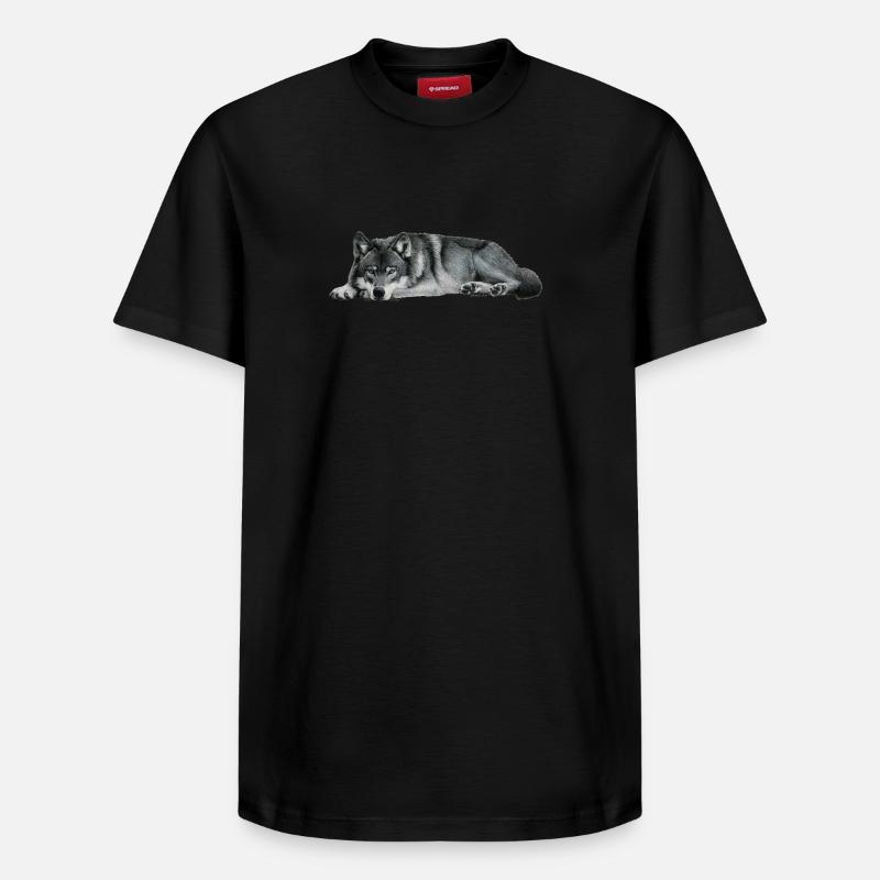 wolf - Relaxed Unisex Supima Cotton T-Shirt – von SPREAD - Schwarz