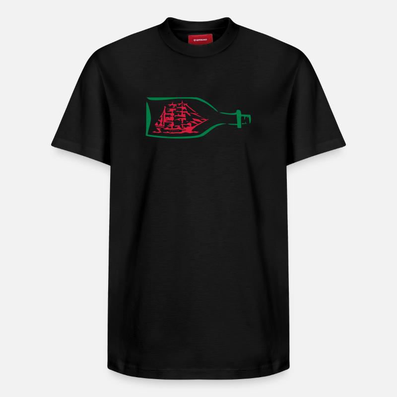 bouteille navire - T-shirt unisexe décontracté en coton Supima – de SPREAD - noir