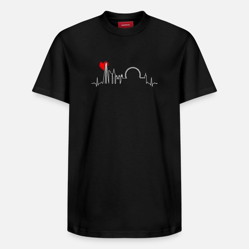 Battement de cœur urbain Skyline - T-shirt unisexe décontracté en coton Supima – de SPREAD - noir