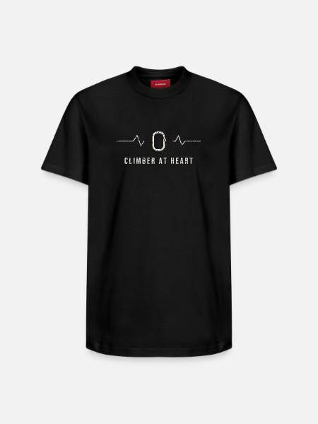 Climber At Heart Heartbeat - Relaxed Unisex Supima Cotton T-Shirt – by SPREAD - black