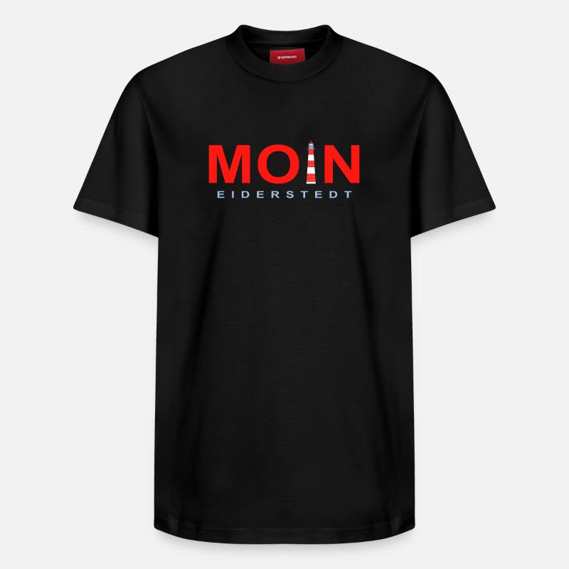 Moin Eiderstedt, Leuchtturm Westerheversand - Relaxed Unisex Supima Cotton T-Shirt – von SPREAD - Schwarz