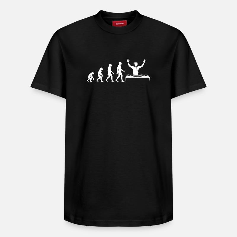 Evolution zum DJ mit Turntable - Relaxed Unisex Supima Cotton T-Shirt – von SPREAD - Schwarz