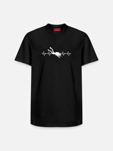 Diver Diver Diving ECG Heartbeat - Relaxed Unisex Supima Cotton T-Shirt – by SPREAD - black