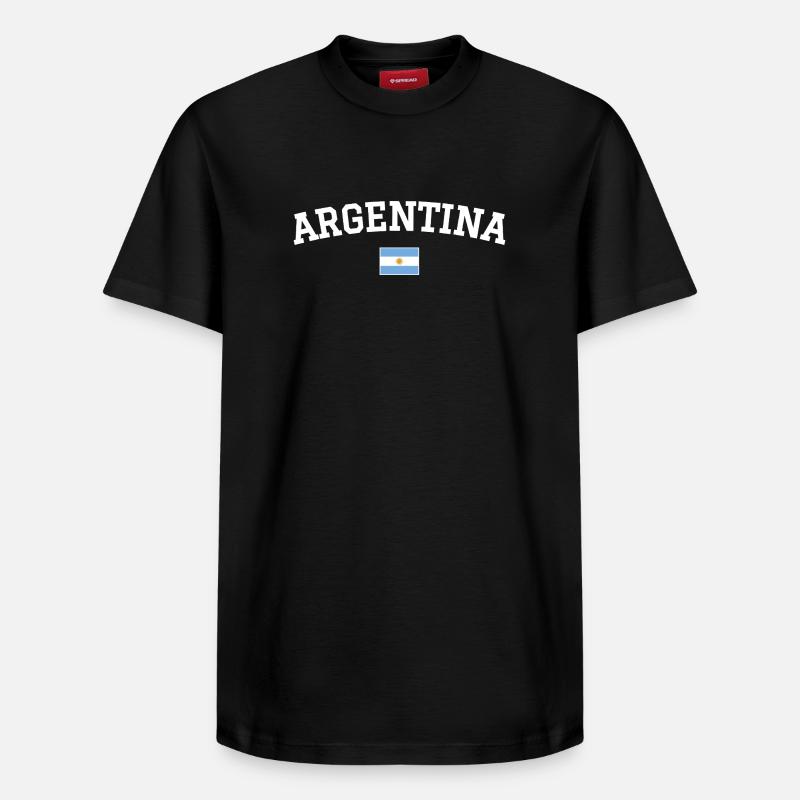 Drapeau argentin Dessin blanc - T-shirt unisexe décontracté en coton Supima – de SPREAD - noir