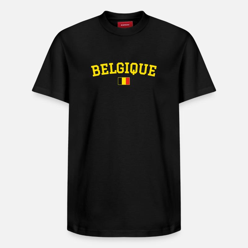 Drapeau belge design jaune - T-shirt unisexe décontracté en coton Supima – de SPREAD - noir
