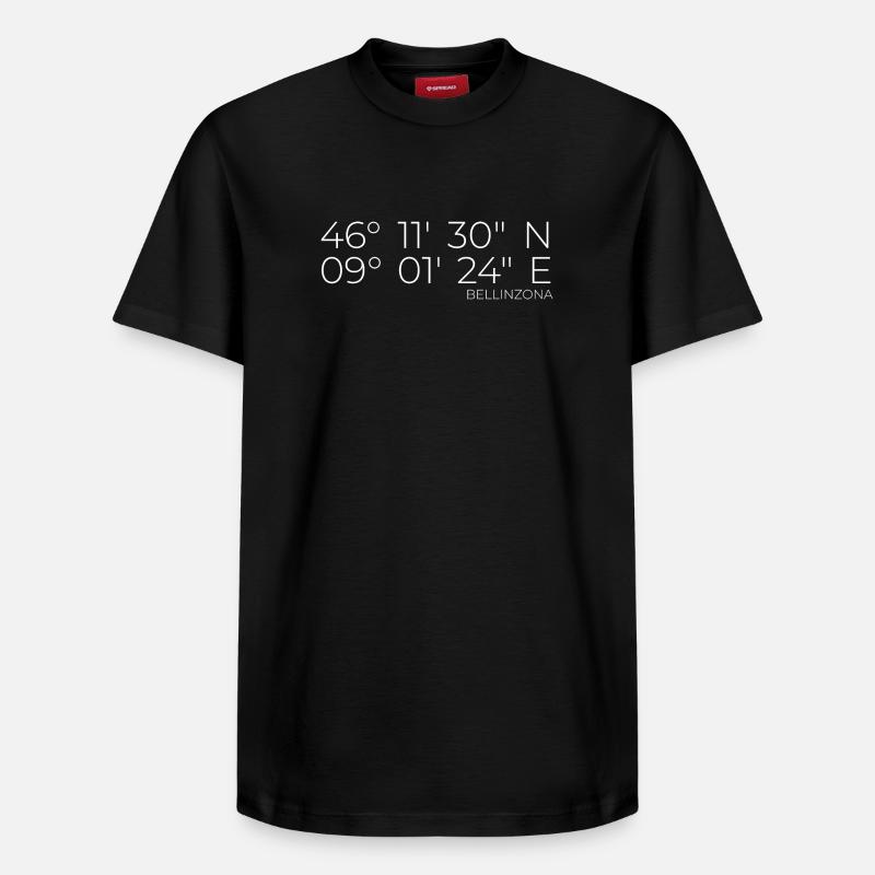 coordonnées Bellinzona - T-shirt unisexe décontracté en coton Supima – de SPREAD - noir