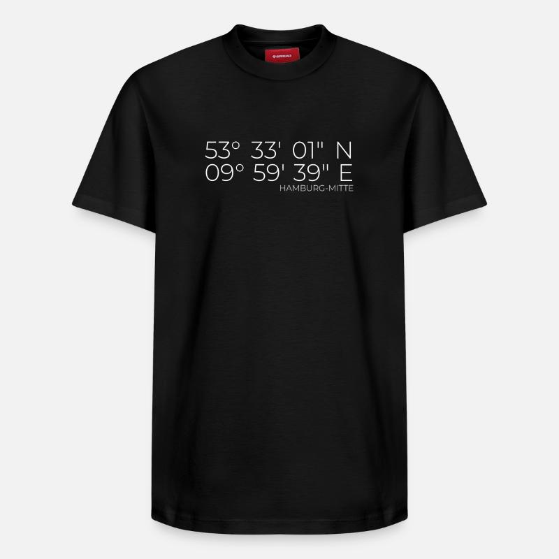 Coordonnées Hambourg-Mitte - T-shirt unisexe décontracté en coton Supima – de SPREAD - noir