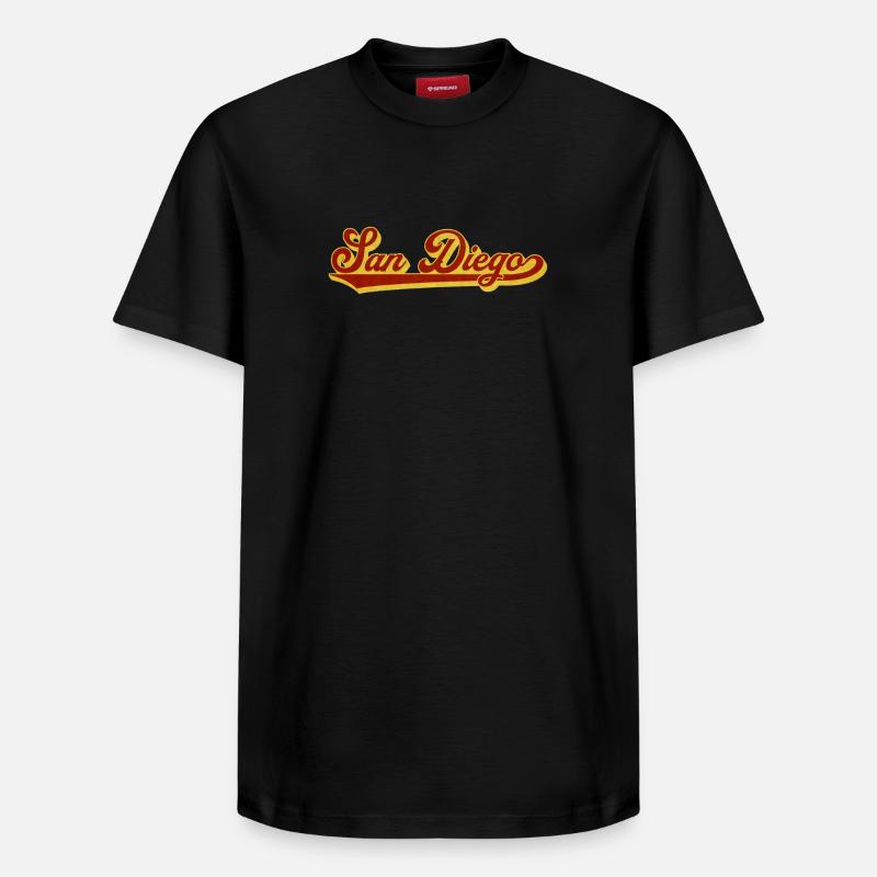 San Diego Retro Script - Relaxed Unisex Supima Cotton T-Shirt – von SPREAD - Schwarz