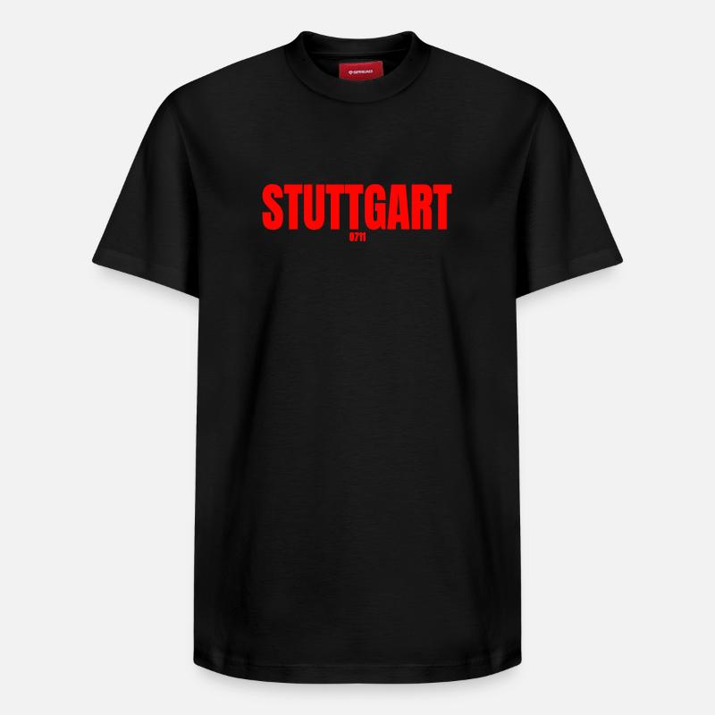 Stuttgart 0711 - T-shirt unisexe décontracté en coton Supima – de SPREAD - noir