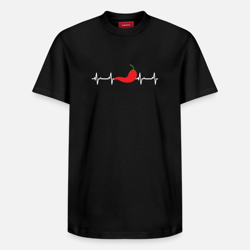 Pepperoni Heartbeat Chili ECG Cuisson - T-shirt unisexe décontracté en coton Supima – de SPREAD - noir