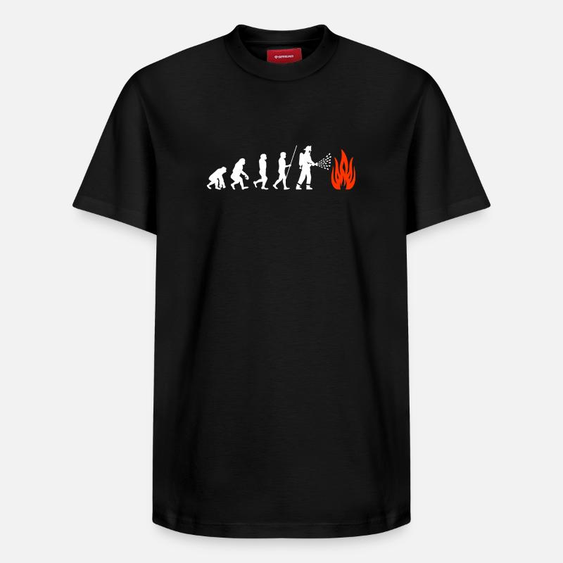 Feuerwehr Evolution Feuerwehrmann - Relaxed Unisex Supima Cotton T-Shirt – von SPREAD - Schwarz
