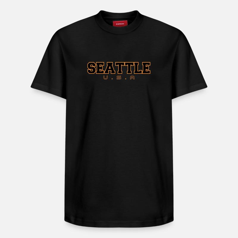 Seattle U.S.A. Lettrage - T-shirt unisexe décontracté en coton Supima – de SPREAD - noir