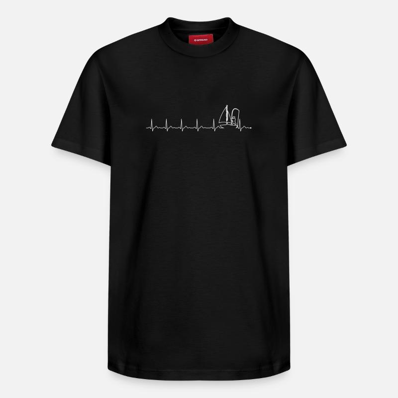 Voilier sur ECG Wave - T-shirt unisexe décontracté en coton Supima – de SPREAD - noir