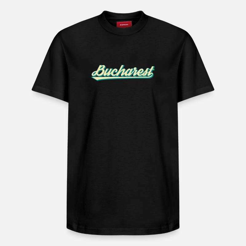 Bucarest Retro Script - T-shirt unisexe décontracté en coton Supima – de SPREAD - noir