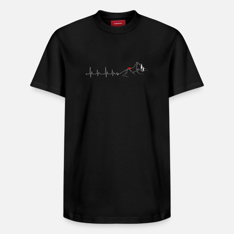 Gipfel: Pulse, Roter Gipfel - Relaxed Unisex Supima Cotton T-Shirt – von SPREAD - Schwarz