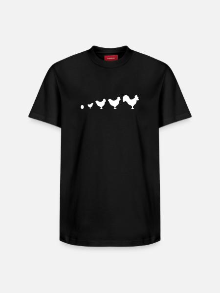 Evolution Farmer Chicken Rooster Funny - Relaxed Unisex Supima Cotton T-Shirt – by SPREAD - black