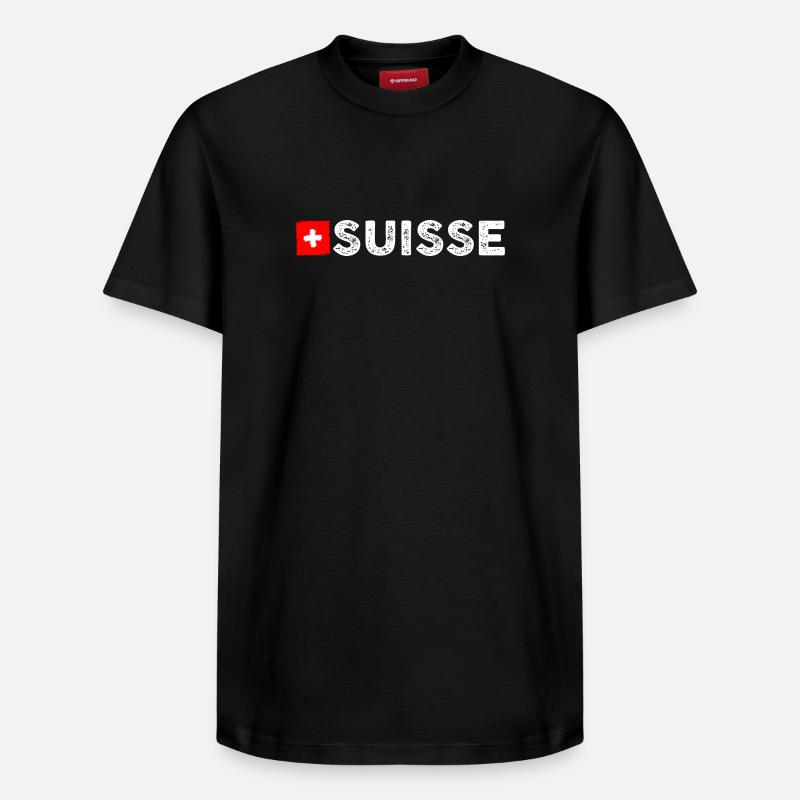 Drapeau suisse - T-shirt unisexe décontracté en coton Supima – de SPREAD - noir