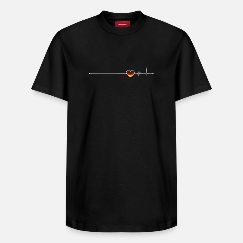 Heartbeat drapeau allemand - T-shirt unisexe décontracté en coton Supima – de SPREAD - noir