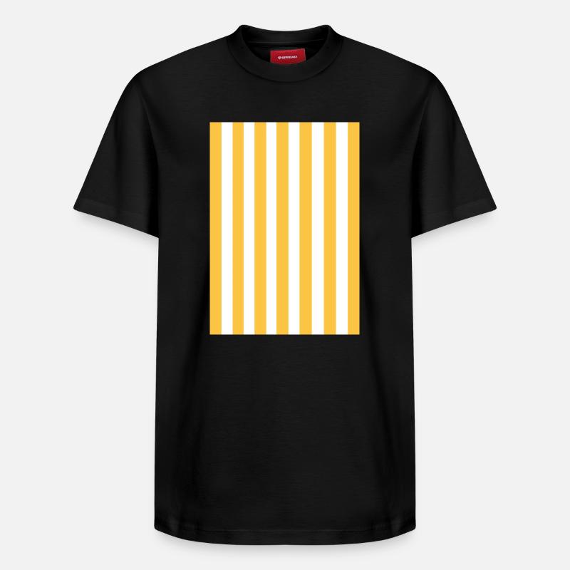 Rayures - jaune, blanc personnalisable - T-shirt unisexe décontracté en coton Supima – de SPREAD - noir