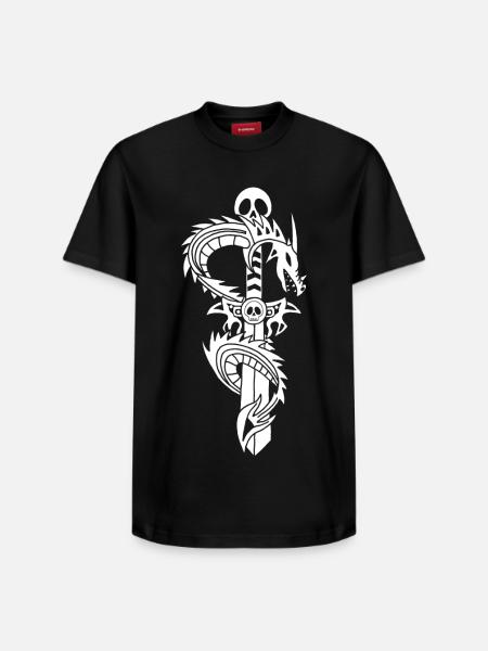 Le dragon blanc et l'épée - T-shirt unisexe décontracté en coton Supima – de SPREAD - noir