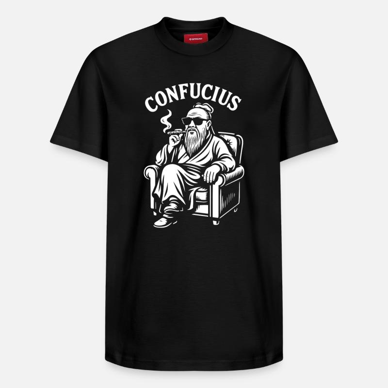 Confucius Lounge Cigare à barbe - T-shirt unisexe décontracté en coton Supima – de SPREAD - noir