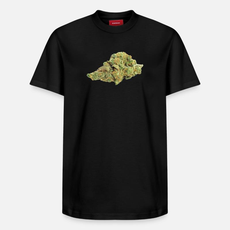 Single Cannabis / Weed Bud / Blüte - Relaxed Unisex Supima Cotton T-Shirt – von SPREAD - Schwarz