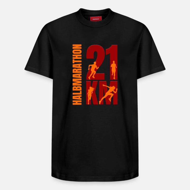 21 KM - Halbmarathon - Relaxed Unisex Supima Cotton T-Shirt – von SPREAD - Schwarz