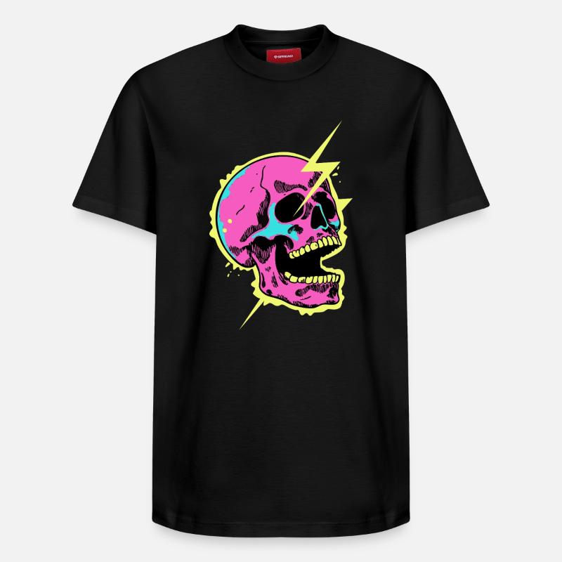 Neon-Schädel-Blitzausbruch - Relaxed Unisex Supima Cotton T-Shirt – von SPREAD - Schwarz