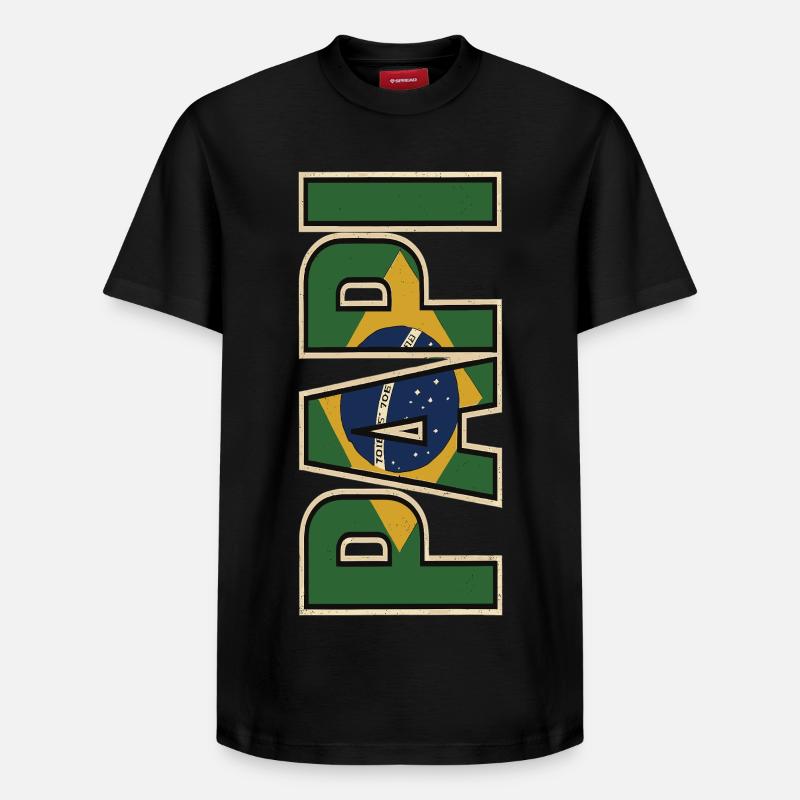 PAPI Brasil – Style rétro avec drapeaux - T-shirt unisexe décontracté en coton Supima – de SPREAD - noir