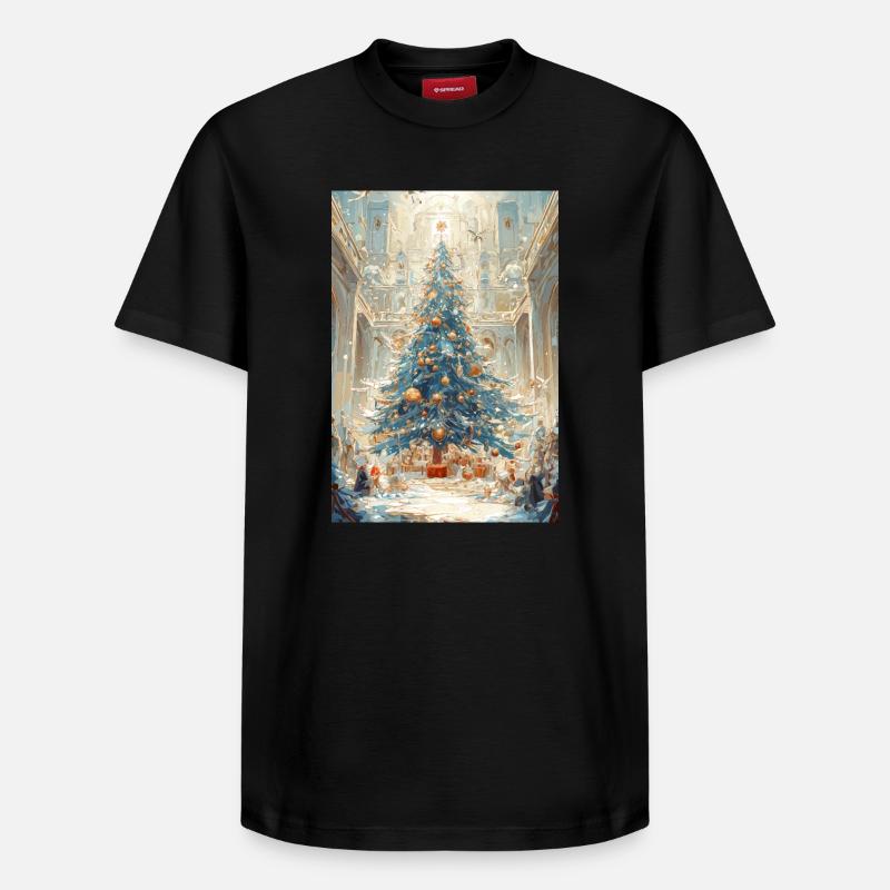 Aurora Blue Weihnachtskathedrale - Relaxed Unisex Supima Cotton T-Shirt – von SPREAD - Schwarz
