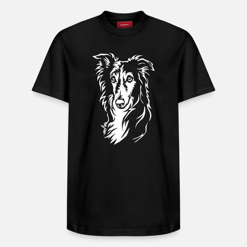 Silken Windhound Head « Édition Noire » - T-shirt unisexe décontracté en coton Supima – de SPREAD - noir