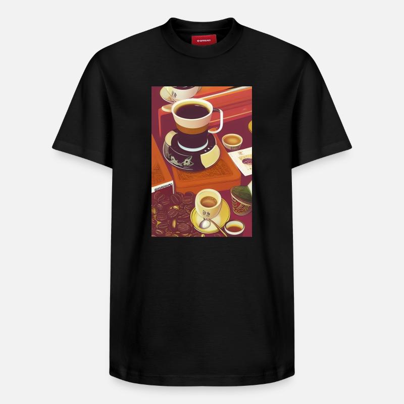 Café, grains de café - T-shirt unisexe décontracté en coton Supima – de SPREAD - noir
