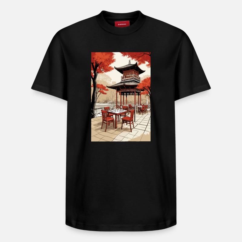 Café asiatique - T-shirt unisexe décontracté en coton Supima – de SPREAD - noir