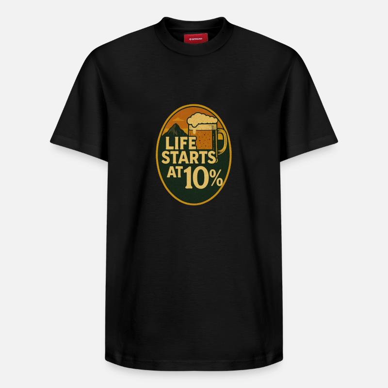 Das Leben beginnt bei 10% - Relaxed Unisex Supima Cotton T-Shirt – von SPREAD - Schwarz