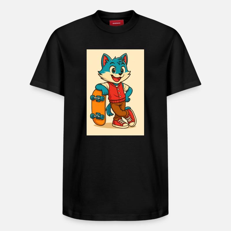 Scooter Fox mit Skateboard - Relaxed Unisex Supima Cotton T-Shirt – von SPREAD - Schwarz