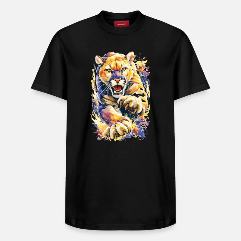 Chat sauvage - T-shirt unisexe décontracté en coton Supima – de SPREAD - noir