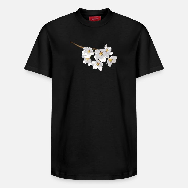 fleurs de cerisier blanc japonais - T-shirt unisexe décontracté en coton Supima – de SPREAD - noir