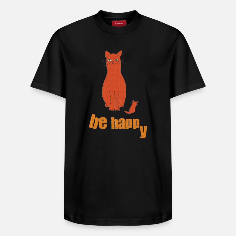 chat être heureux - T-shirt unisexe décontracté en coton Supima – de SPREAD - noir